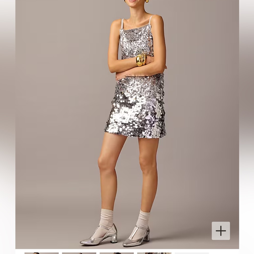 NWOT J. Crew Collection Mixed-sequin Silver Mini Dress Size xl